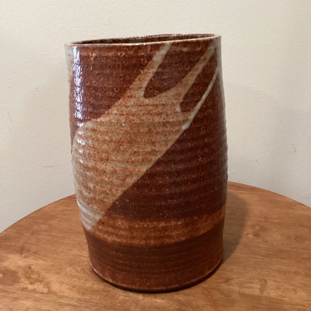 Mid-Century Modern Mid 20th Century Art Studio Pottery Stoneware Large Vase/Pot For Sale - Image 3 of 12