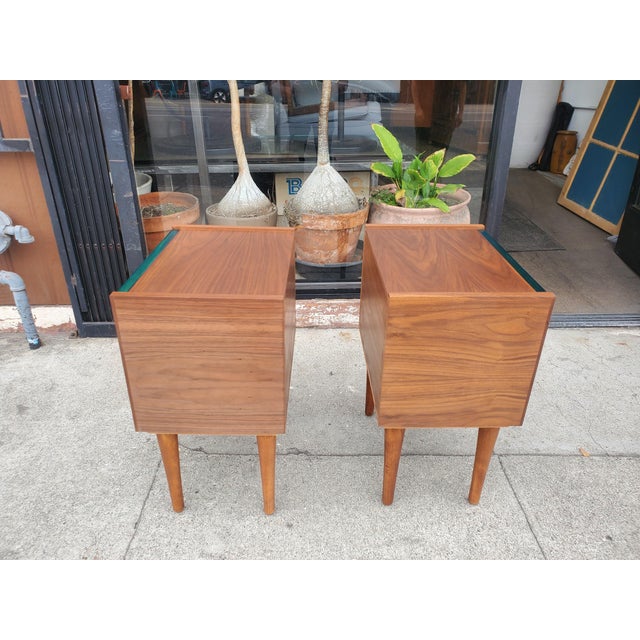 Wood Emerald Night Stands - a Pair For Sale - Image 7 of 15