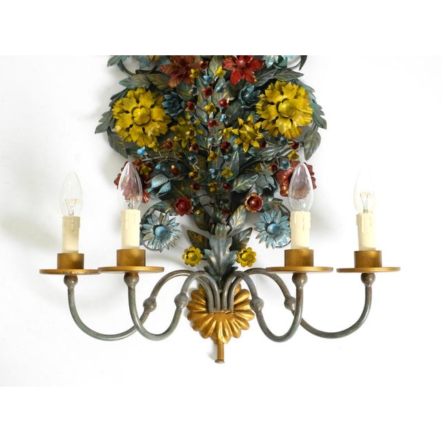 Vintage Hand-Painted and Gilded Metal Wall Lamp by Hans Möller, 1960s For Sale - Image 9 of 18