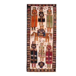 1970s Vintage Turkish Oushak Handmade Wool Cotton White Runner Rug For Sale