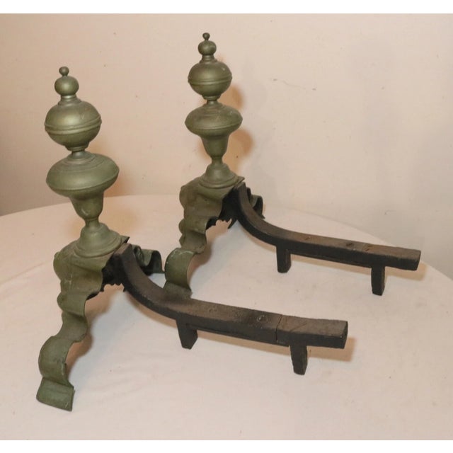 Pair of 2 Antique Ornate Victorian Nude Lady Brass Cast Iron Fireplace Andirons For Sale - Image 10 of 12
