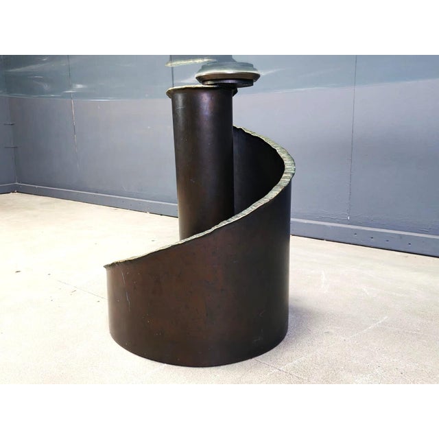 Brutalist Glass and Bronze Dining Table attributed to Barilone for Roche Bobois, 1990s For Sale - Image 12 of 16