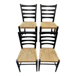1960s Vintage Royal Sweden Rope Woven Dining Chairs, Made in Sweden- Set of 4