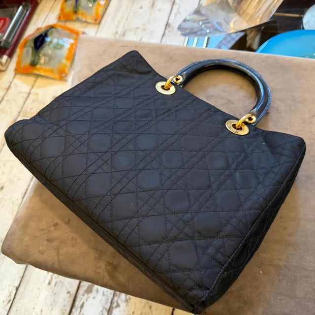 21st Century Black Fabric and Leather Large Lady Dior Bag by Christian Dior For Sale - Image 12 of 18