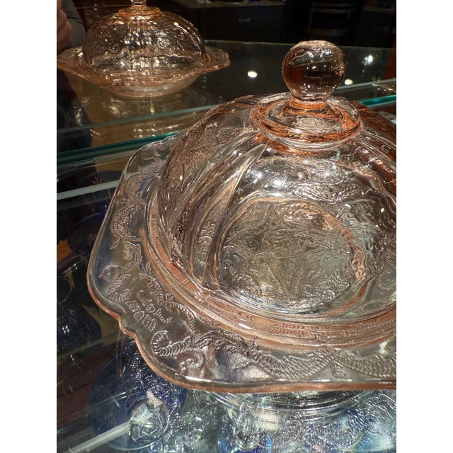 Madrid Pink Depression Glass Covered Butter Dish For Sale - Image 6 of 10