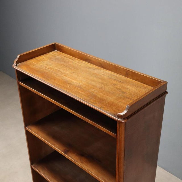 Brown 20th Century Open Walnut Bookcase with Balustrade, Italy For Sale - Image 8 of 10