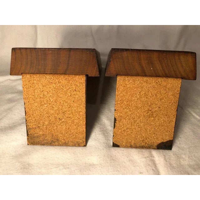 Ernest John Mid-Century Modern Walnut and Enamel Bookends - a Pair For Sale - Image 11 of 13