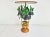 Stunning large mid century Italian tole topiary lamp with a lovely bouquet of violets with tipped edges, gold centers, and...