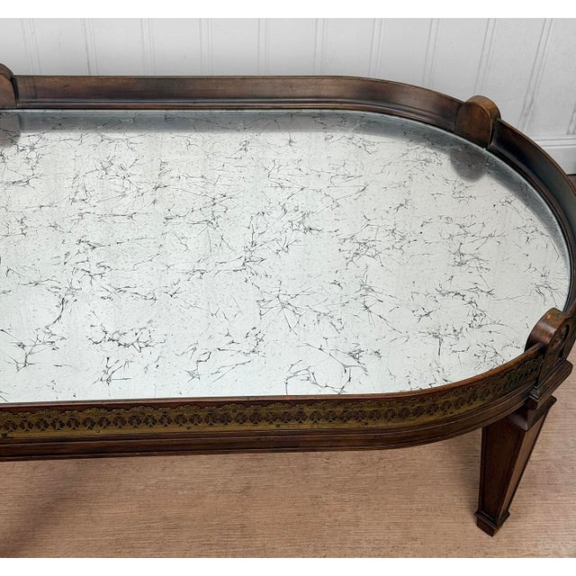 Vintage Neoclassical Mahogany Mirrored Oval Surtout De Coffee Table For Sale - Image 9 of 13