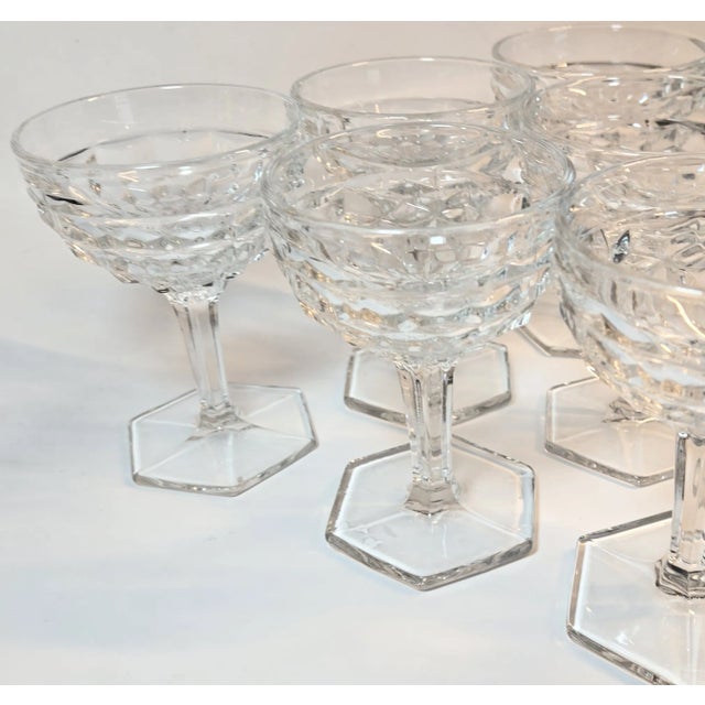 Early 20th Century Icy Honeycomb Champagne Coupes- Set of Six For Sale - Image 5 of 10