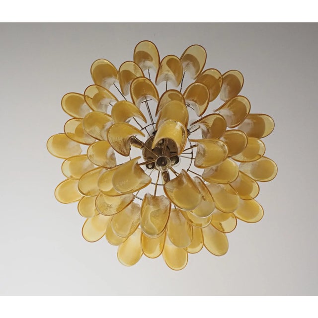 A.V. Mazzega Italian Murano Style Chandelier, 53 Caramel Lattimo Glass Petals, Mazzega Style For Sale - Image 4 of 12