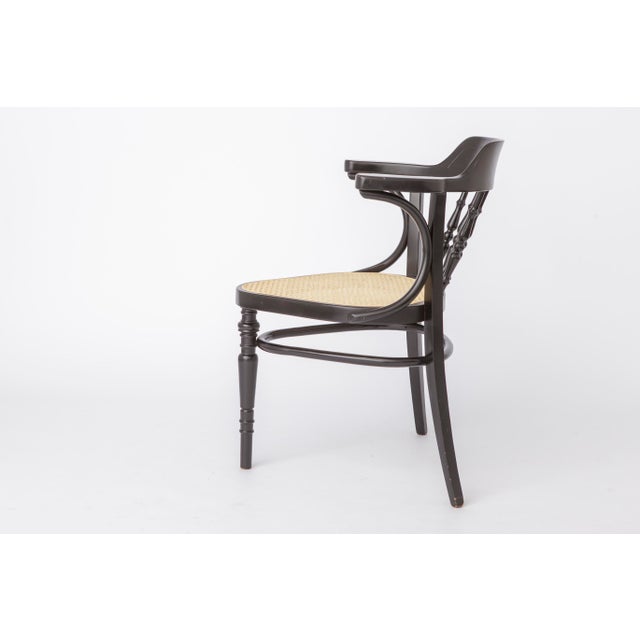 1990s Mid-Century Style Black Beech Bentwood Armchairs with Vienna Cane Seats, 1990s, Set of 2 For Sale - Image 5 of 13