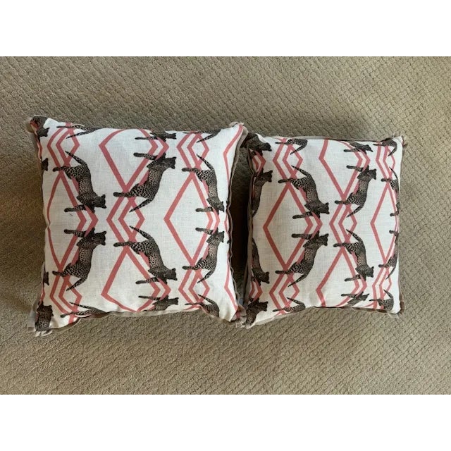 Contemporary Traditional Animal Print & Geometric Pillows- a Pair For Sale - Image 3 of 7