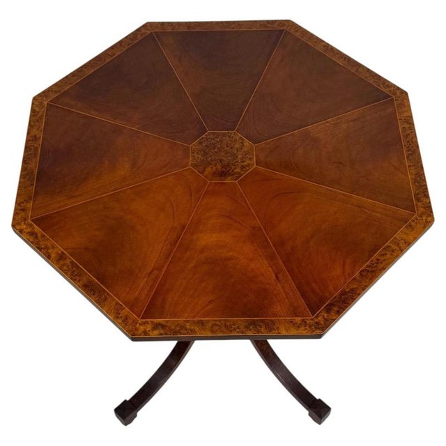 Brown Antique 20th Century Figured Burr Walnut Octagonal Side Table For Sale - Image 8 of 8