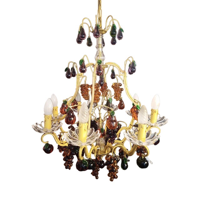 Chandelier 8 Lights with Glass Fruits For Sale