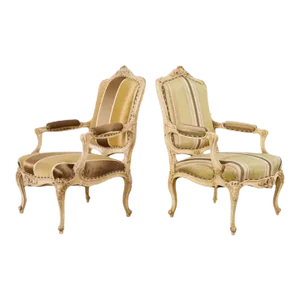 Pair of Hendrix Allardyce French Baroque Style Fauteuil Armchairs