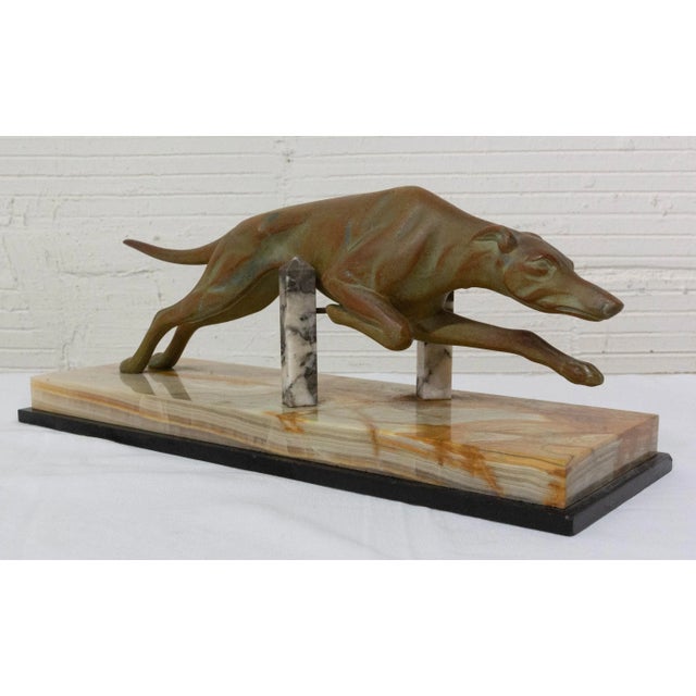 French Art Deco Marble Spelter Greyhound, 1930s For Sale - Image 9 of 10
