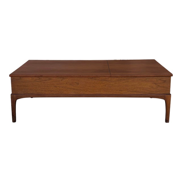 Mid-Century Modern “Rythm” Walnut Coffee Table With Storage by Lane Furniture For Sale