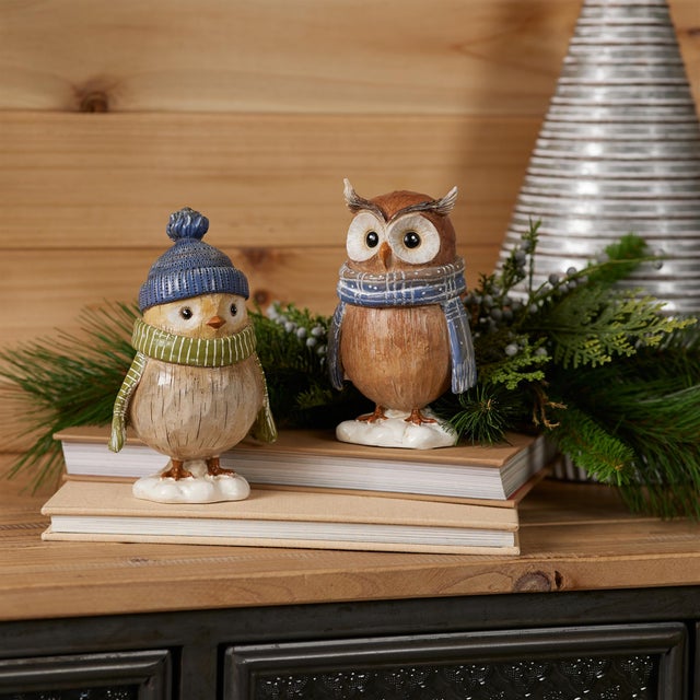 Bring cozy woodland charm to your seasonal décor with this Winter Owl and Bird Figurines Set. Featuring sweet owl and bird...
