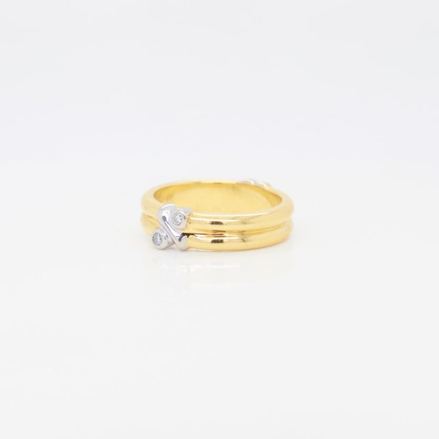 Late 20th Century Tiffany & Co. 18k Gold & Diamond Signature X Band Ring For Sale - Image 5 of 10