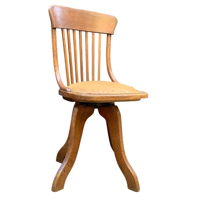 Brown Victorian Bentwood Desk Chair in Racing Green Leather and Brass Studs, 1890s For Sale - Image 8 of 8