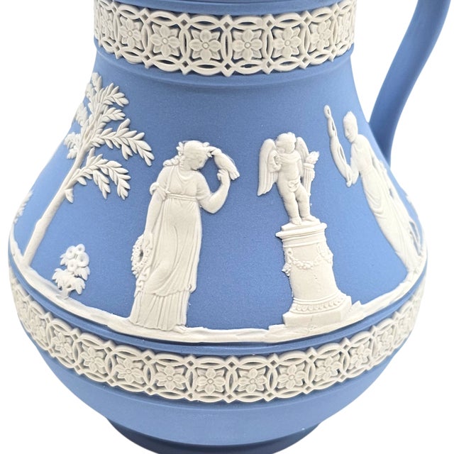 Wedgwood Blue Jasperware Neoclassical Pitcher Jug, English Stoneware For Sale - Image 9 of 11