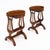 Pair of side tables made of solid wood construction, primarily walnut. They have been finished with a lustrous French...