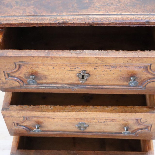 Antique Walnut Nightstand with 3 Drawers, 1600s For Sale - Image 9 of 17
