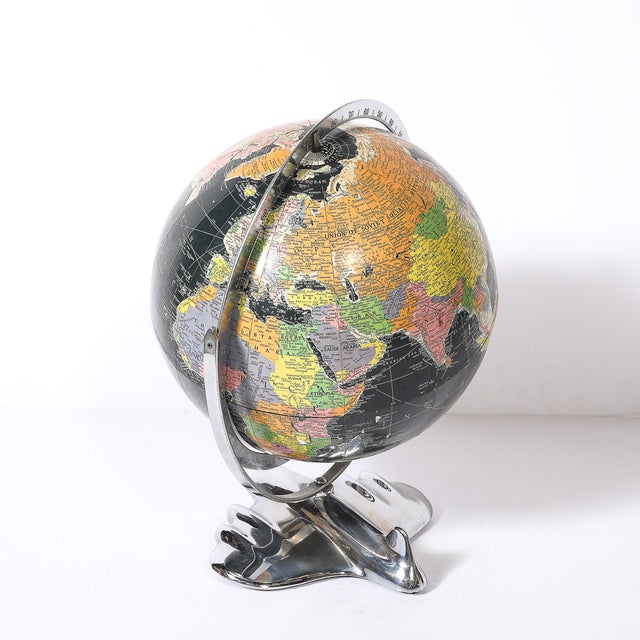 Art Deco Aviation Globe on Sculptural Airplane Base in Chrome For Sale - Image 9 of 14