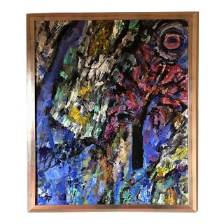 Purple Tree, Abstract Impressionist, Figurative Oil on Linen, Rich Bold Colors, 2012 For Sale