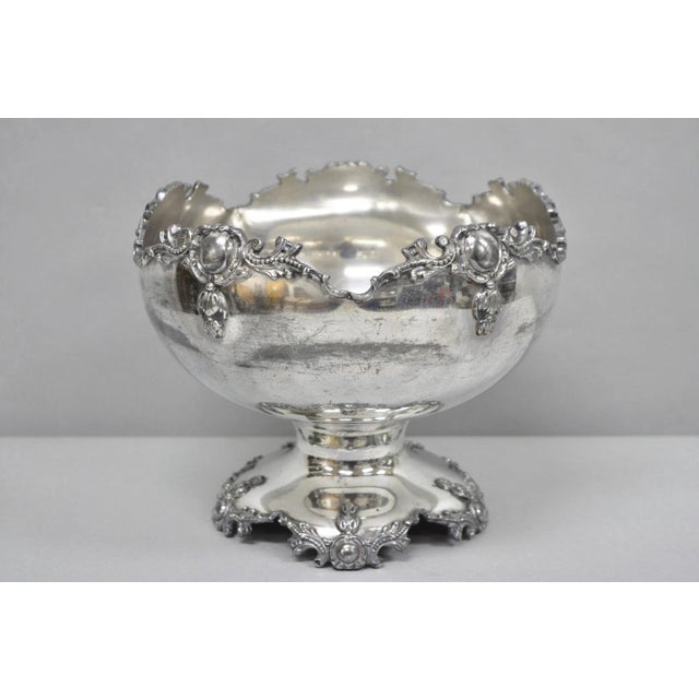 Antique Victorian Silver Plated "1880 H 1905" Monogram Pedestal Fruit Bowl For Sale - Image 13 of 16