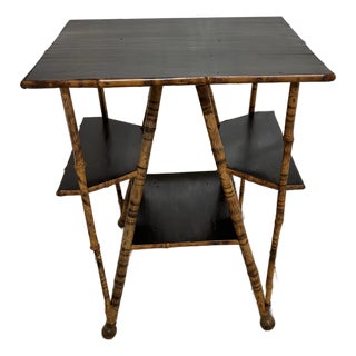 Early 20th Century Burnt Bamboo Side Table For Sale