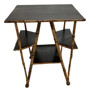 Early 20th Century Burnt Bamboo Side Table