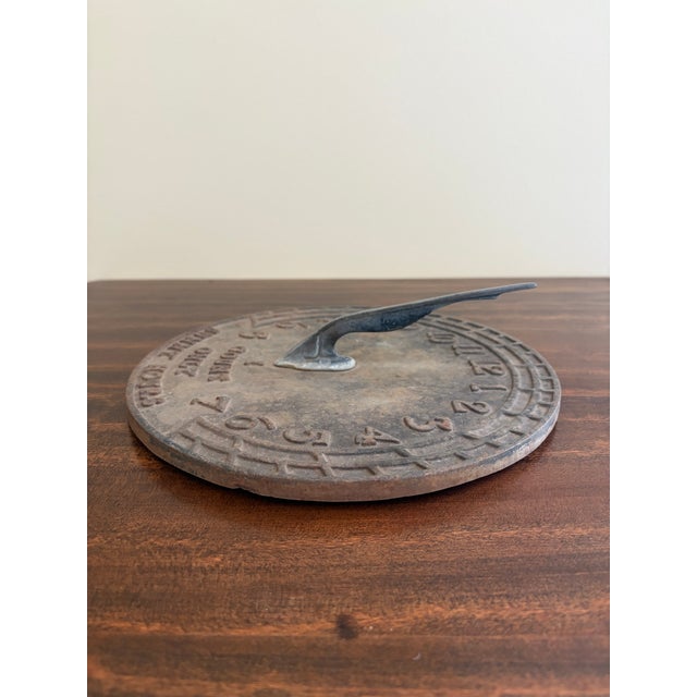 French Country Vintage English Country Iron Garden Sundial "I Count Only Sunny Hours" For Sale - Image 3 of 8