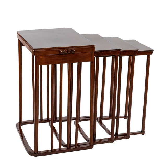 four nesting tables, Josef Hoffmann, J. & J. Kohn, mod. Nr. 986, ca. 1910, marked Around 1905, Josef Hoffmann designed the...