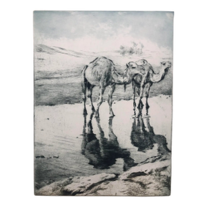 1920s Pal Fried Camel Orientalist Desert Etching