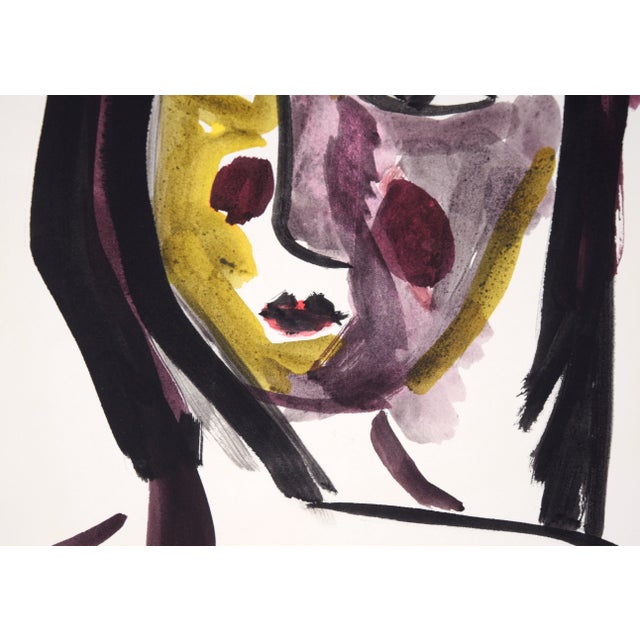 Contemporary Portrait of a Woman With Rosy Cheeks After Picasso in Acrylic on Paper by Ricardo De Silva For Sale - Image 3 of 6