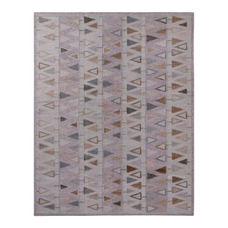 Rug & Kilim’s Scandinavian Geometric Purple & Blue Outdoor Rug - 10'x14' For Sale