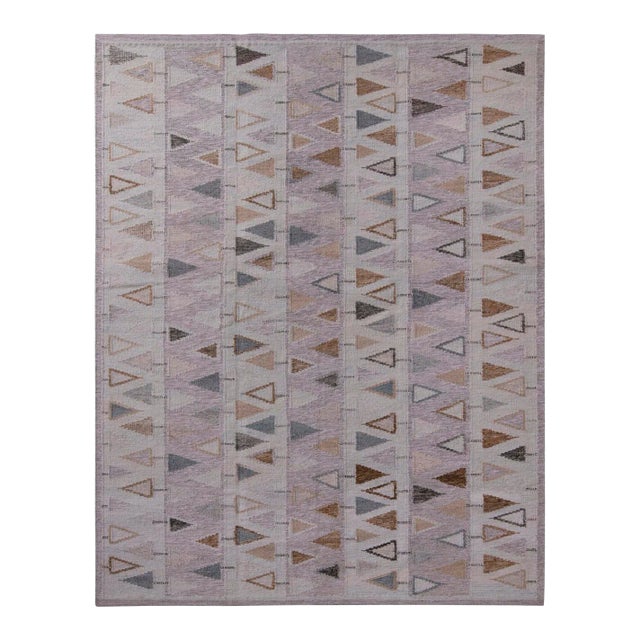 Rug & Kilim’s Scandinavian Geometric Purple & Blue Outdoor Rug - 10'x14' For Sale