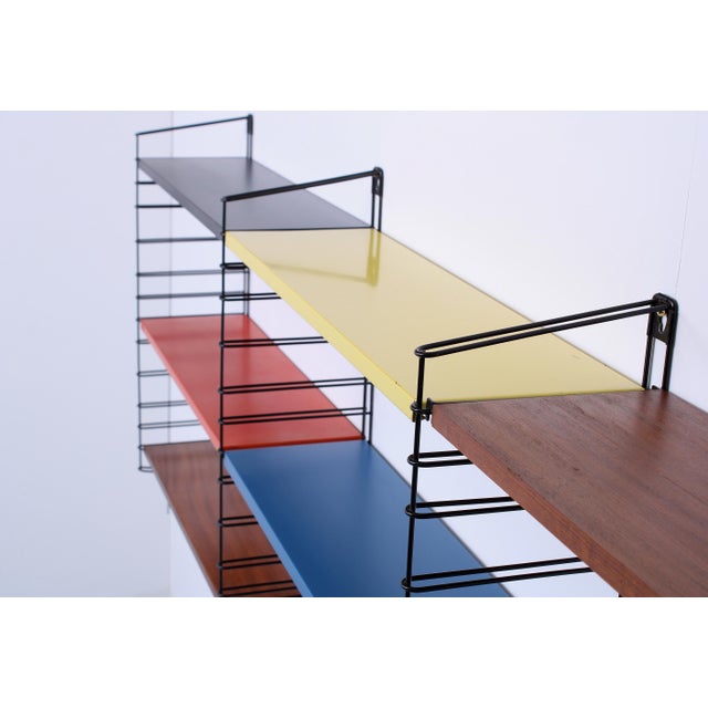 Wood Modular Metal Wall Rack by A.D. Dekker for Tomado, 1950s, Set of 13 For Sale - Image 7 of 18