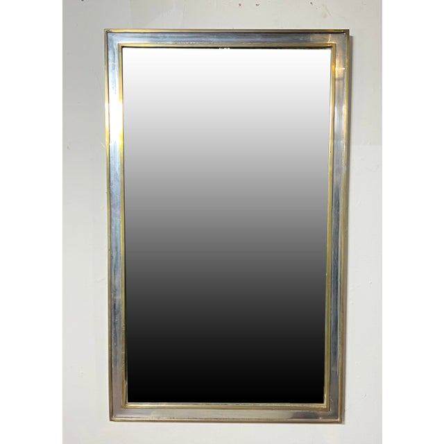 Mid-Century Modern C. 1950s Mixed Metals Wall Mirror Attributed to Guy Lefevre for Maison Jansen For Sale - Image 3 of 8