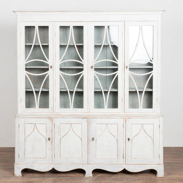 Gustavian (Swedish) Late 19th Century Swedish Gustvian Bookcase Display Cabinet With Upper Glass Doors For Sale - Image 3 of 13