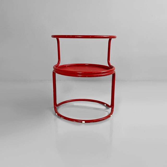 1950s Mid-Century Modern Italian Red Metal Chairs attributed to Marco Zanuso, 1950s, Set of 2 For Sale - Image 5 of 18