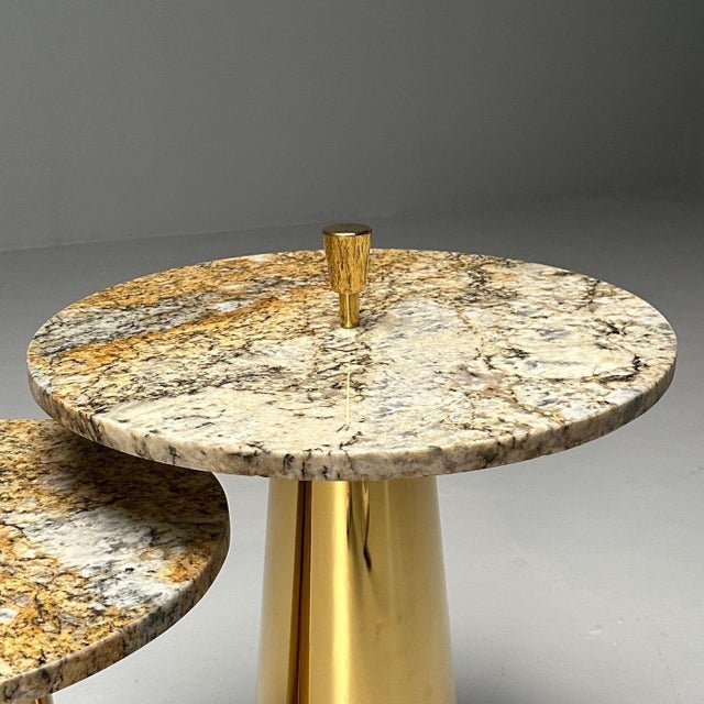 Italian Mid-Century Modern Style, Contemporary, Nesting Side Tables, Brass For Sale - Image 4 of 7