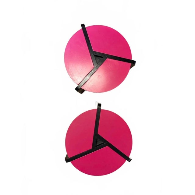 Late 20th Century Postmodern Blu Dot Pi Pink and Black Side Tables For Sale - Image 5 of 8