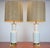 Mid-Century Modern Tall Mid Century Modern Brass & White Ceramic Table Lamps Attributed to Stiffel For Sale - Image 3 of 12