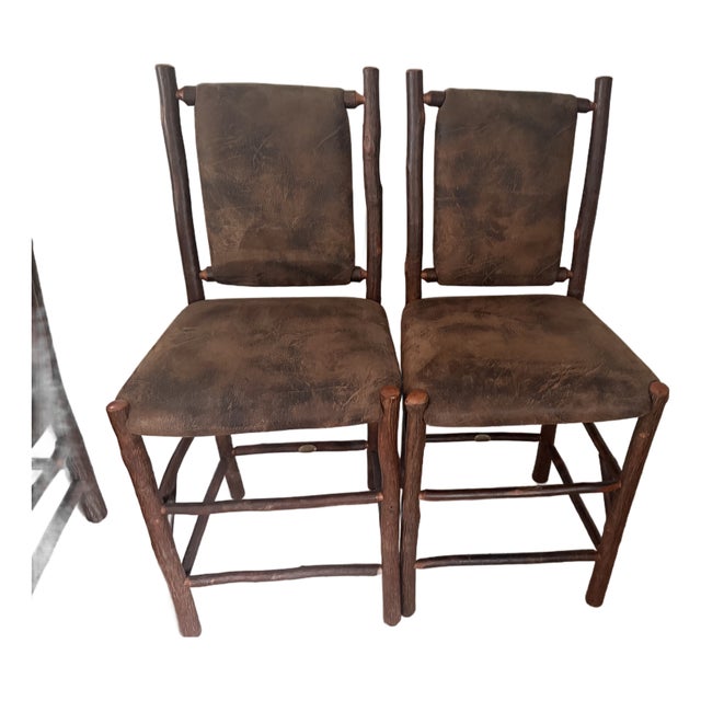 Pair of Old Hickory “Old Faithful” Upholstered Barstools For Sale