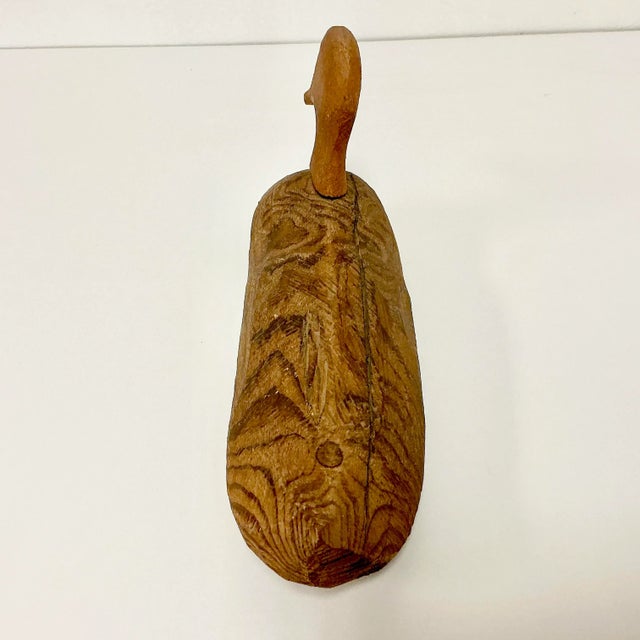 Late 1800s Antique Farmhouse Americana Folk Art Hand Carved Pine Duck Decoy For Sale - Image 10 of 12