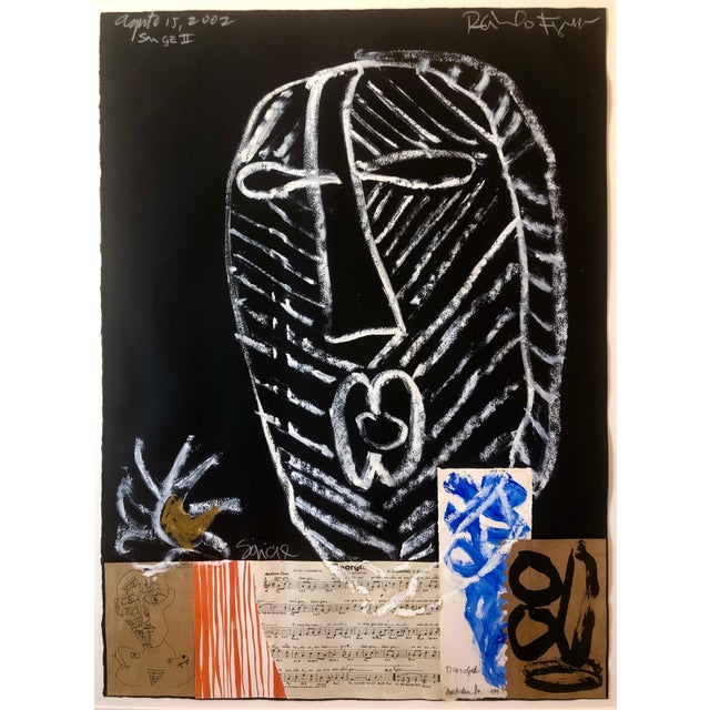 Raimundo Figueroa, Puerto Rican Modernist Master Figueroa Mixed Media Painting Music Notes Collage, 2002 For Sale - Image 4 of 11
