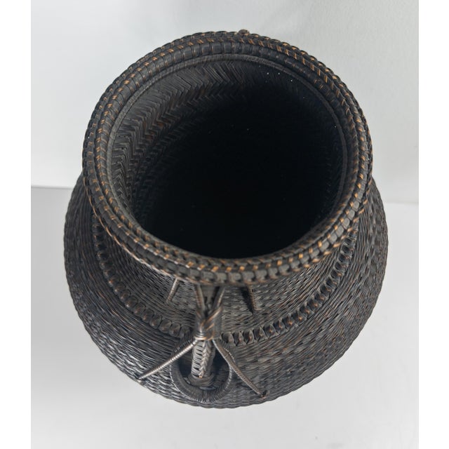 Brown Early 20th Century Japanese Ikebana Woven Flower Arranging Vase, Signed For Sale - Image 8 of 16